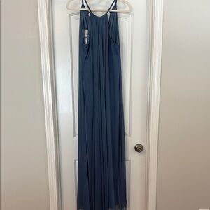 David's Bridal Blue Halter Sleeveless Gown